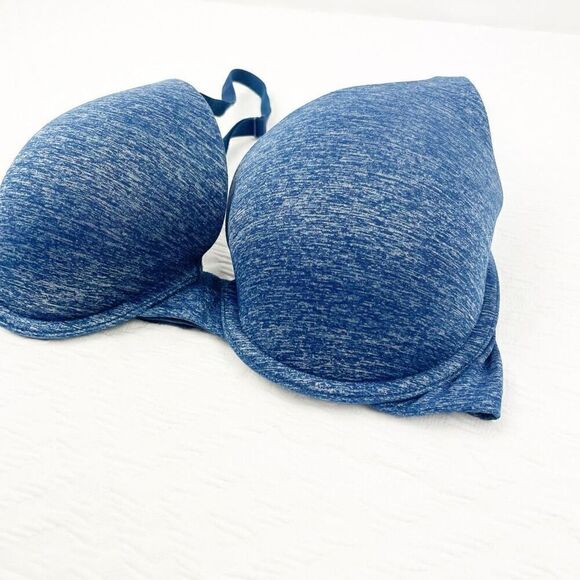 BUY 1 GET 1 FREE Victorias Secret 34D navy blue bra perfect shape space dye - Picture 4 of 10